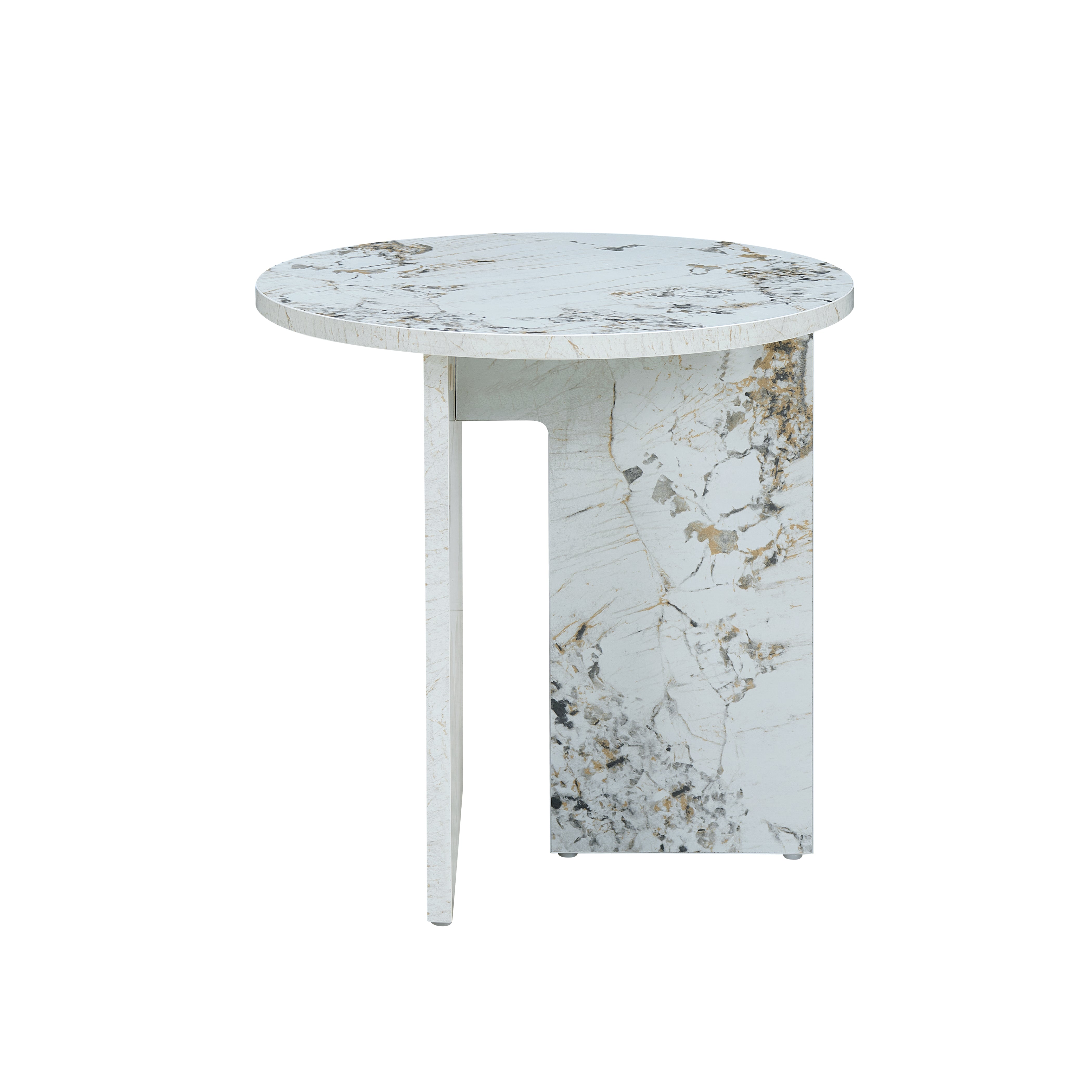 Aura White Marble Effect Side Table